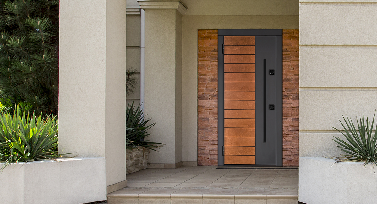 Входная дверь в дом «Сага» с ручкой-рейлинг — «Стальная линия»