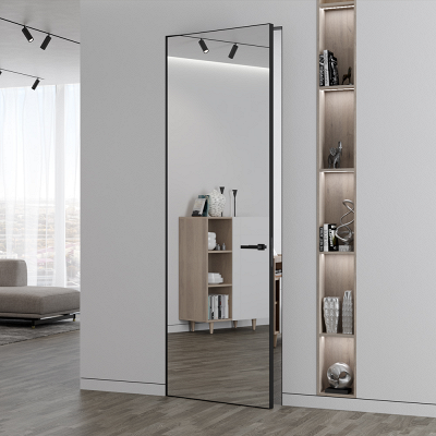  Скрытая дверь с зеркальной панелью — лаконичный дизайн и визуальное расширение пространств.