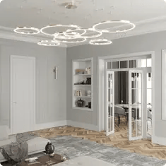 Межкомнатные двери со стеклом создают эффект открытого и светлого пространства.