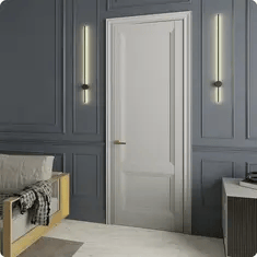 Белая межкомнатная дверь с лаконичным дизайном гармонирует с современным интерьером.