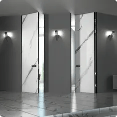  Каркасно-щитовые межкомнатные двери с мраморным рисунком в светлом тоне.