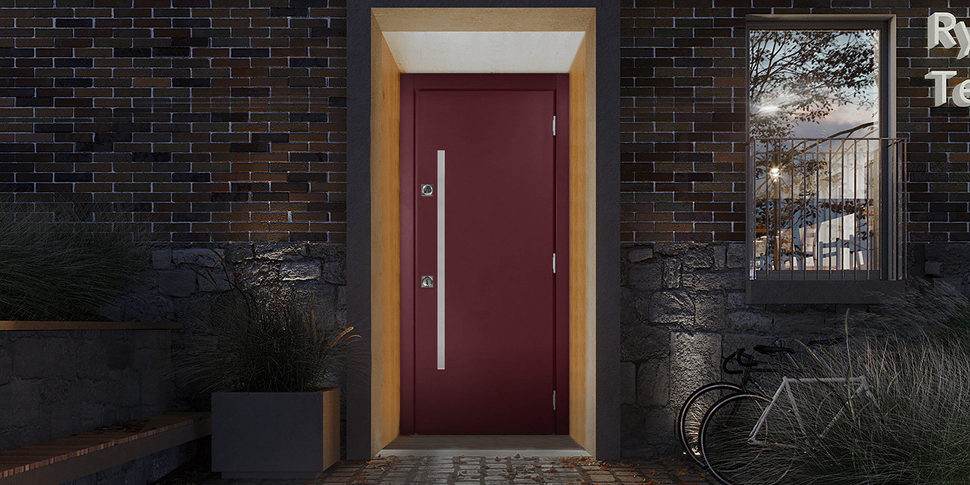 Дверь в дом с рейлингом