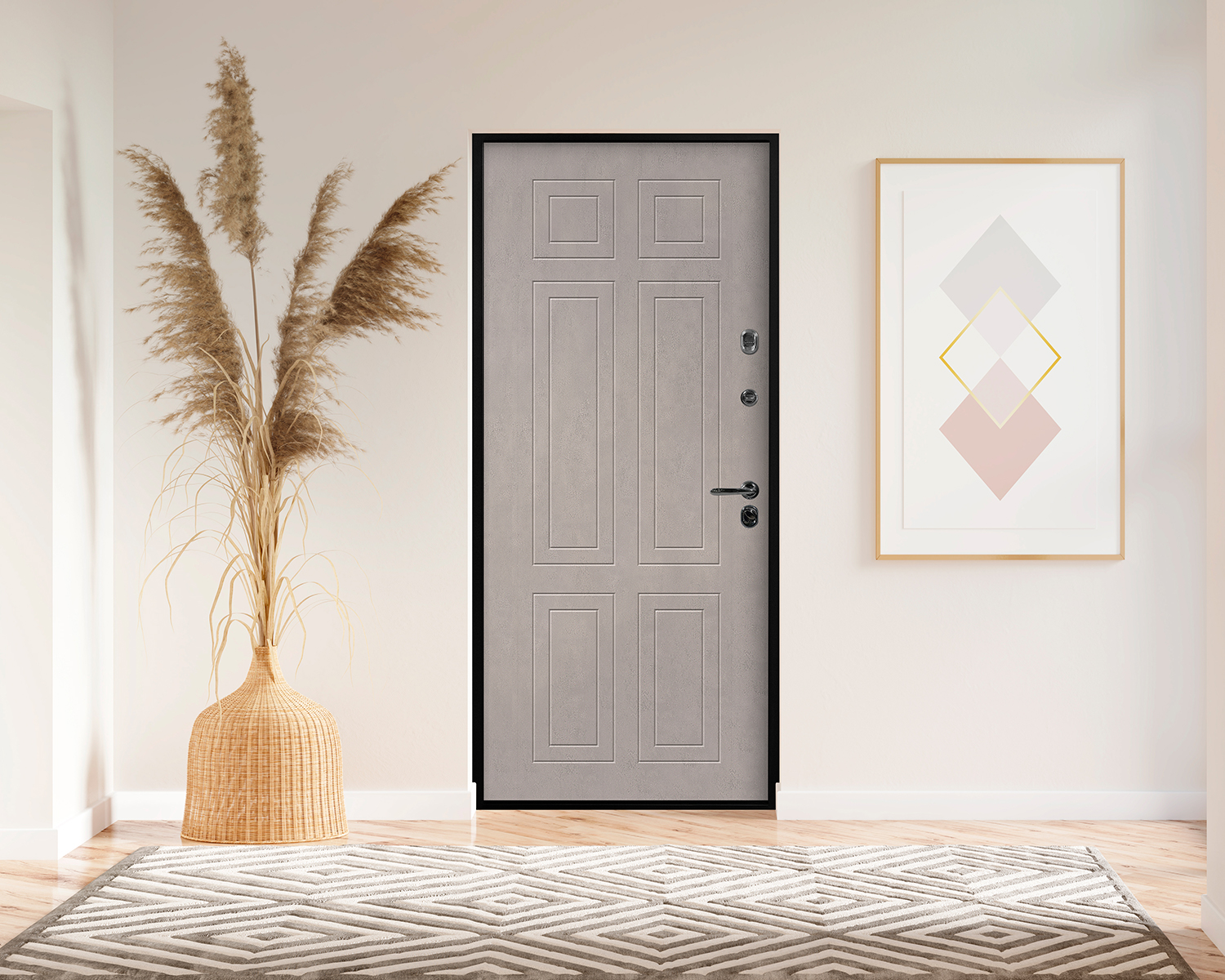 Бежевая входная дверь в интерьере квартиры